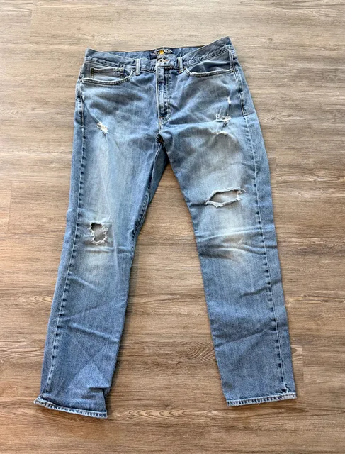 Lucky Brand Distressed Straight Leg Jeans 36x30 Blue Denim