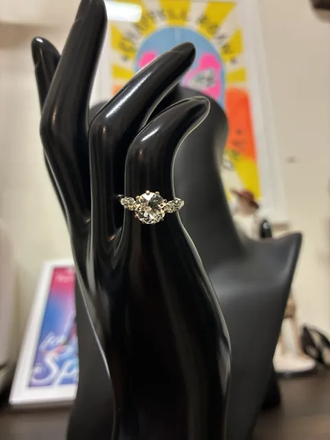 Vintage 1950s Austrian Crystal Rhinestone Engagement Ring Made In Austria