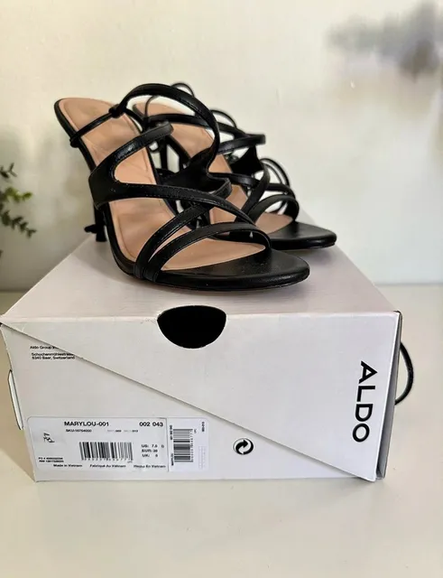 ALDO Marylou Black Strappy Heels US 7.5