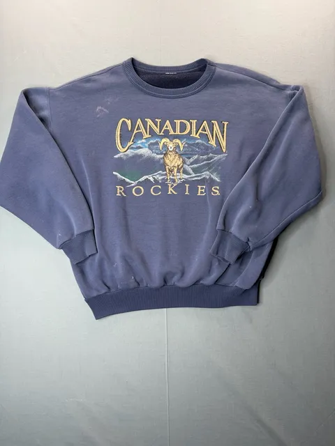VTG 90’s Distressed Canadian Rockies Bighorn Sheep Mountain Crewneck Baggy XL