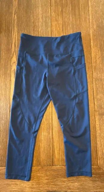 Zyia Active Capri Leggings Size 6-8 Blue Pocket High Rise Yoga Workout