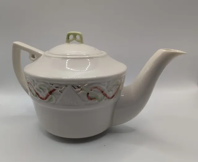 Belleek Celtic Tea Pot Tall Fine Parian China Hand Crafted Ireland