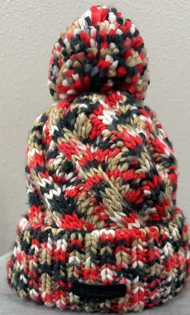 Columbia Pom Beanie Hat Multi-Color Fleece Lined Winter