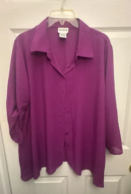 BonWorth Button Down Tunic Size L Purple Textured Blouse