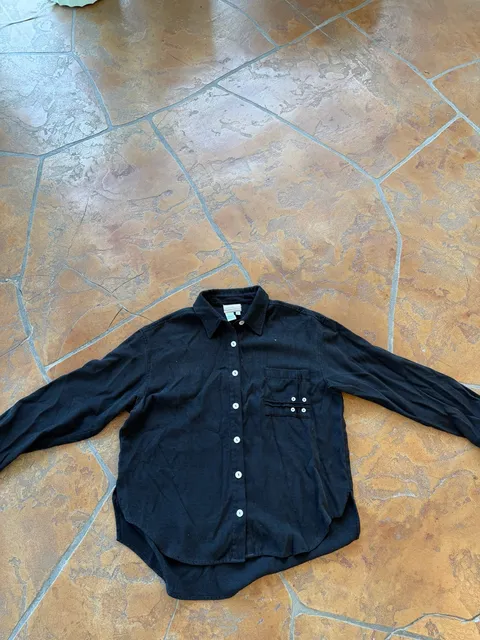 Coldwater Creek Corduroy Button Up Shirt Size M Black Long Sleeve