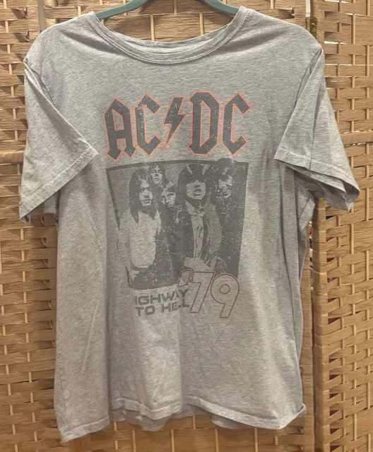 AC/DC Highway To Hell 79 Band T-Shirt Size L Gray Cotton