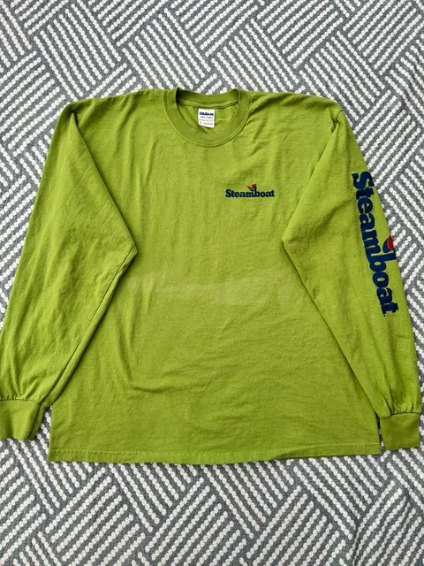 Gildan Steamboat Resort Long Sleeve T-Shirt Size XL Green Cotton