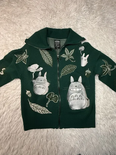 My Neighbor Totoro Zip Sweater Green Knit