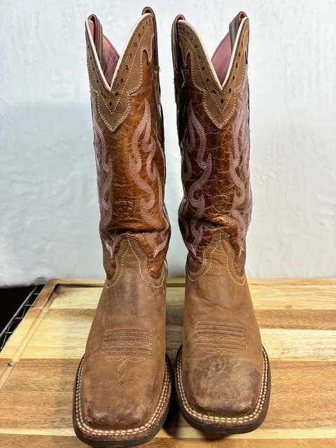 ARIAT Crossfire Caliente Weathered Brown Leather Boots Women's Sz 6.5