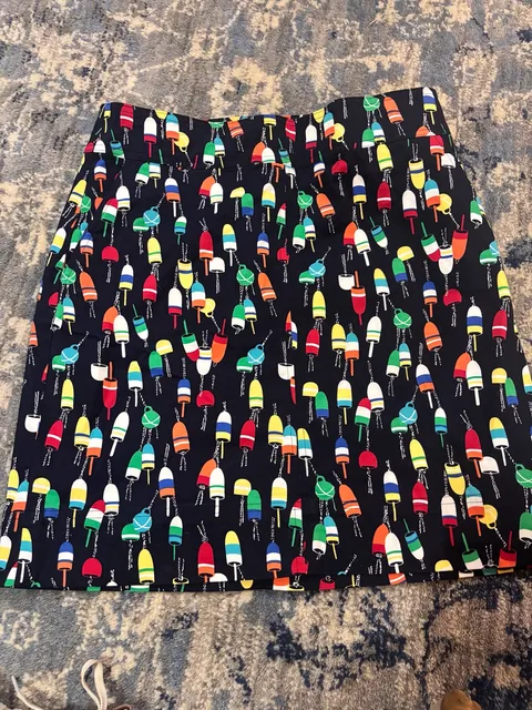 Talbots Buoy Print Skirt Size 6P Navy Blue Multicolor Nautical 
