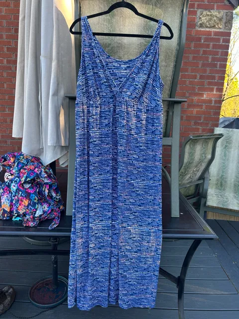 Alfani Intimates Maxi Dress Size XXL Blue Patterned Sleeveless