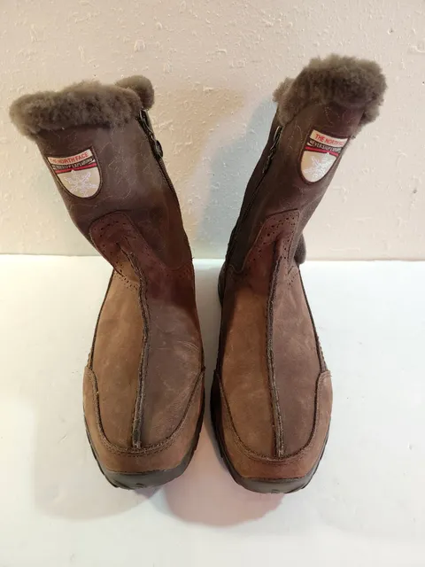 The North Face Winter Boots Brown Suede Fur Trim