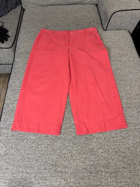 064-Talbots Heritage Pants Size 12 Coral Pink Crop Wide Leg Patch Pocket