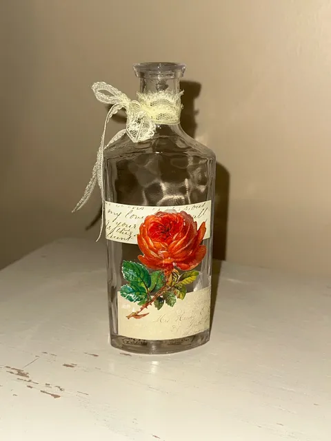 Two's Company Vintage Rose Glass Bottle Vase