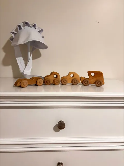 Handmade Wooden Toy Cars Set Vintage Vehicle Collection