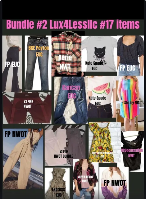 Lux4Lessllc Clothing Bundle 17 Items Lot