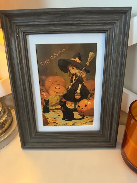 Vintage Style Happy Halloween Witch Framed Art