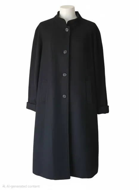 Hunters Run Wool Long Coat Black Vintage 