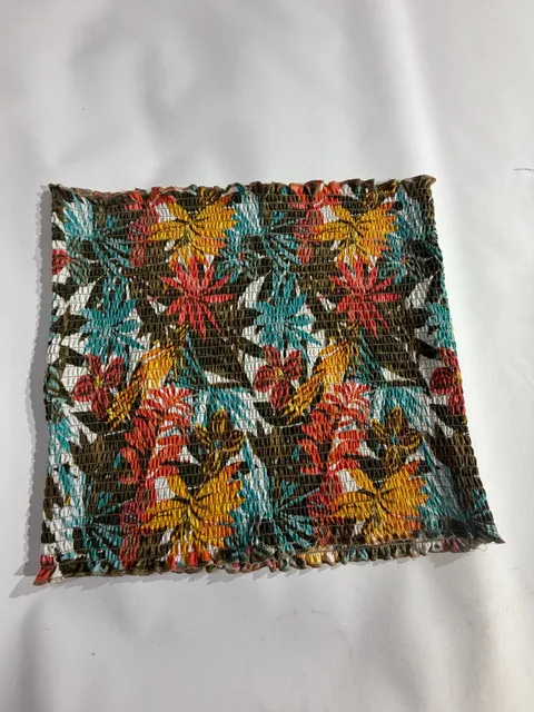 It's Tropical Print Smocked Strapless Tube Top Size 1X