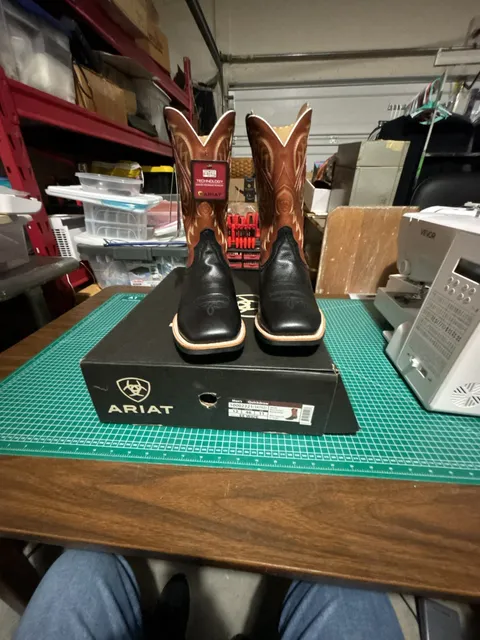 Ariat Quickdraw Western Boots Size 12 EE Wide Black Washed Adobe