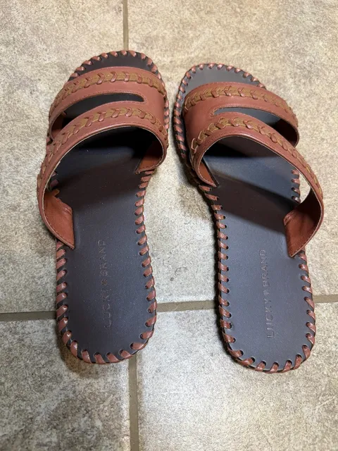 Lucky Brand LK-Zanora Slide Sandals Size 8 M Brown Leather