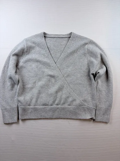Gray Wrap V-Neck Sweater