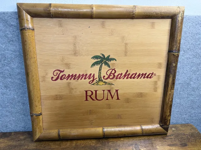 Tommy Bahama Vintage Rum Bamboo Framed Sign Wall Decor 19x19