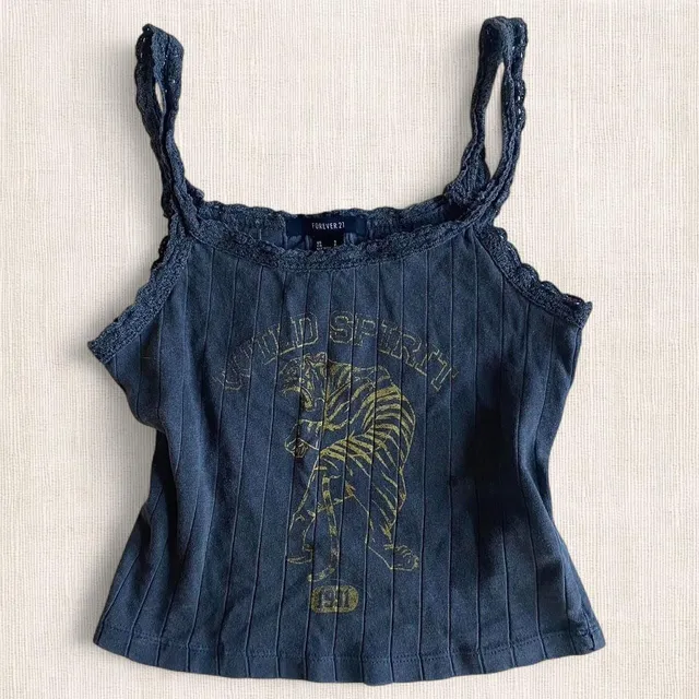 Forever 21 Wild Spirit Tiger Graphic Ribbed Tank Top