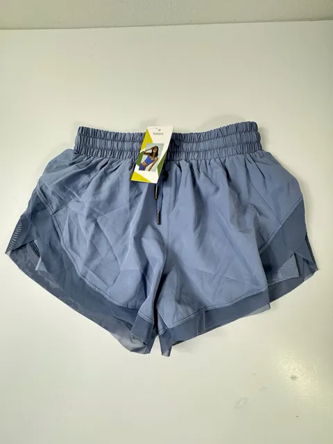 NWT - Halara Athletic Shorts Size L Blue Mesh Wrap Overlay 2-in-1 Workout