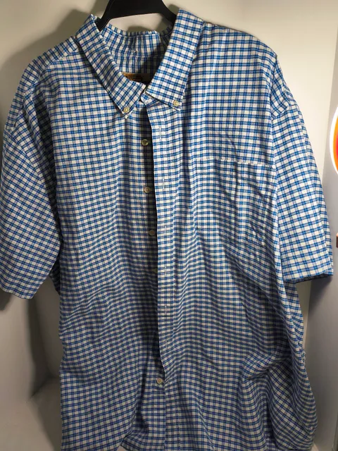 Oak Hill Foundry Short Sleeve Button Down Shirt Blue Plaid