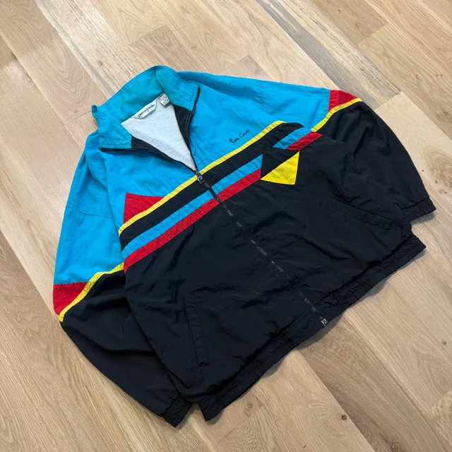 Pierre Cardin Vintage Colorblock Windbreaker Jacket Size XL Blue Black Retro