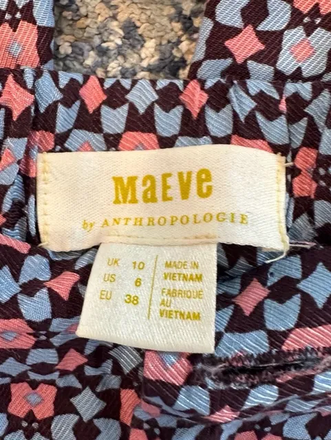 Maeve By Anthropologie Patterned Pants Size 6 Wide Leg missing front button