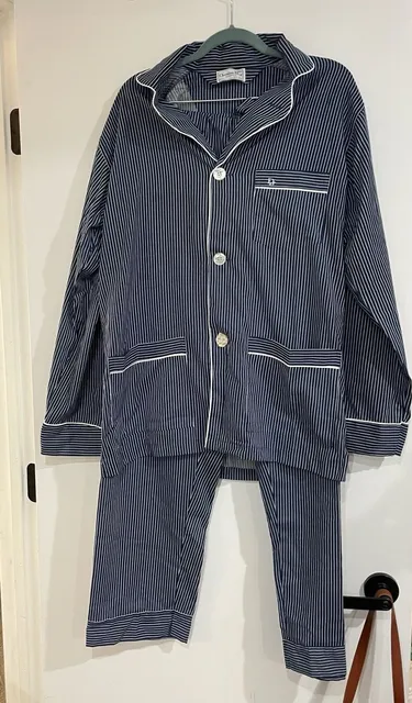 Christian Dior Monsieur Pajama Set Size Medium Blue White Pinstripe