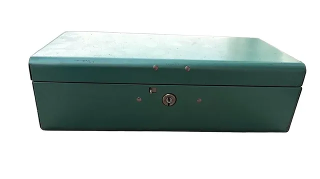 Vintage Metal Cash Box Teal Green Lockable Storage Box