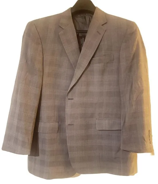 Hart Schaffner Marx Gold Trumpeter Plaid Blazer Sport Coat Grey Men 44R 46R L