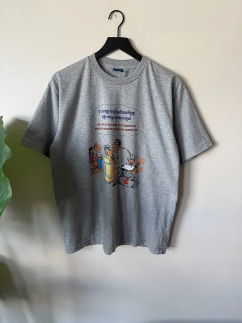 TeAmo Cotton T-Shirt Say No To Corruption Anti-Corruption Graphic Grey