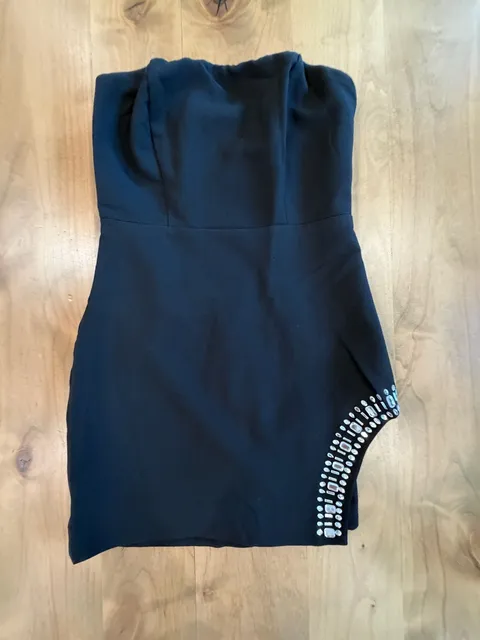 Do + Be Rhinestone Slit Strapless Dress Size S Black