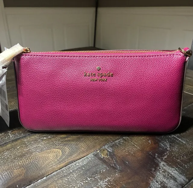 Kate Spade Gemini MiniConvertible Wristlet Dark Raspberry Pink Leather KP134 NEW