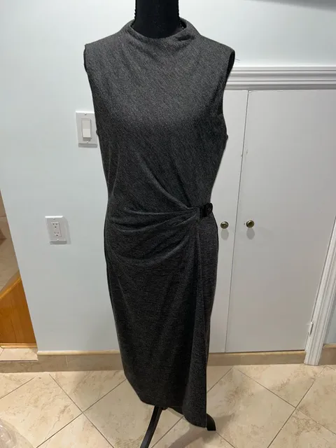Lauren Ralph Lauren Women's Charcoal Grey Sleeveless Midi Dress
