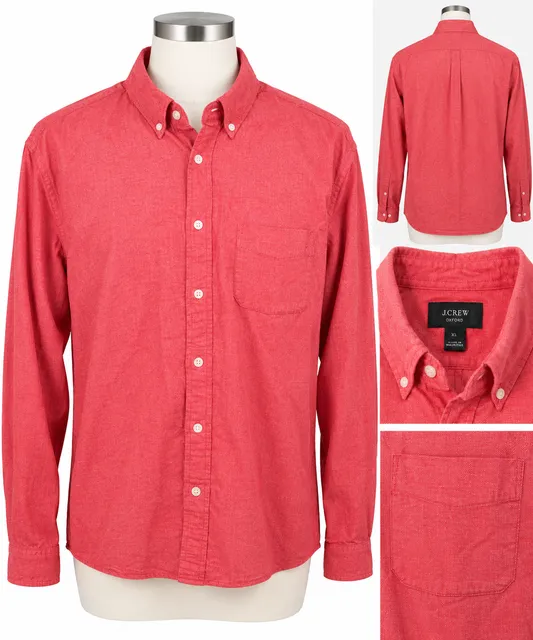 NWT J.Crew Men’s XL Slim Oxford Shirt Red 100% Cotton Button Down Preppy 93810