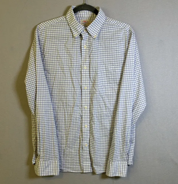 Faherty Long Sleeve Button Down Shirt Size M Blue White Gingham Plaid