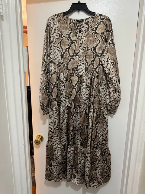 Episode Snake Print Tiered Midi Dress Size L