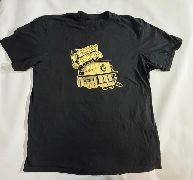 7 Brew Coffee Brew On The Bayou Graphic T-Shirt Black