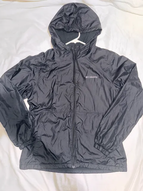 Columbia Lightweight Windbreaker Size M Black Full Zip Hoodie