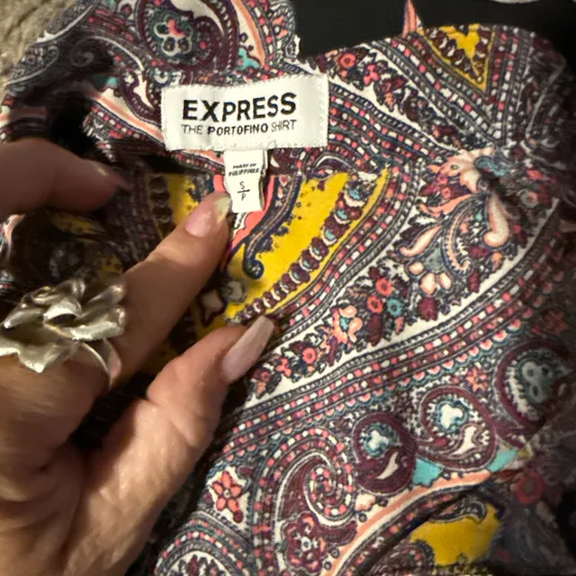 Express The Portofino Shirt Size S Black Paisley Blouse