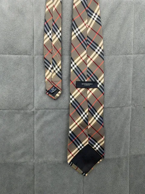 Burberry London Silk Plaid Tie Beige House Check