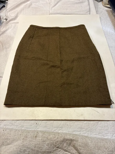 Lida Baday Wool Pencil Skirt Size 4 Brown Textured Silk Blend