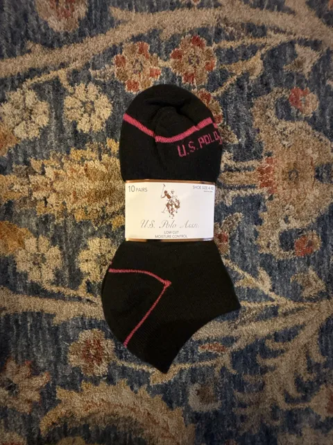 U.S. Polo Assn. Low Cut Socks Size 4-10 Black 10 Pairs