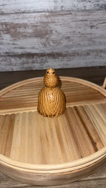 Quail Bird Bell Vintage Faux Wood Japan Ceramic