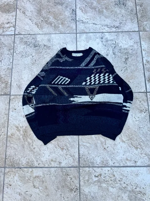 Michael Gerald Vintage Abstract Pattern Crewneck Sweater